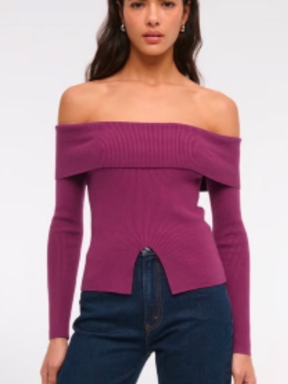 Abercrombie Fuchsia Off Shoulder Ribbed Sweater NTW M